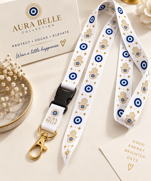 Aura Belle Signature Evil Eye Lanyard - White