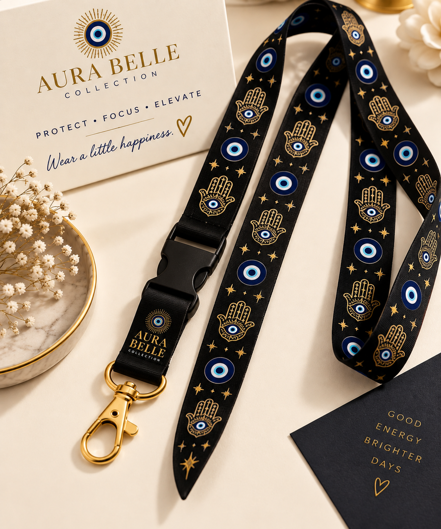 Aura Belle Signature Evil Eye Lanyard - Black